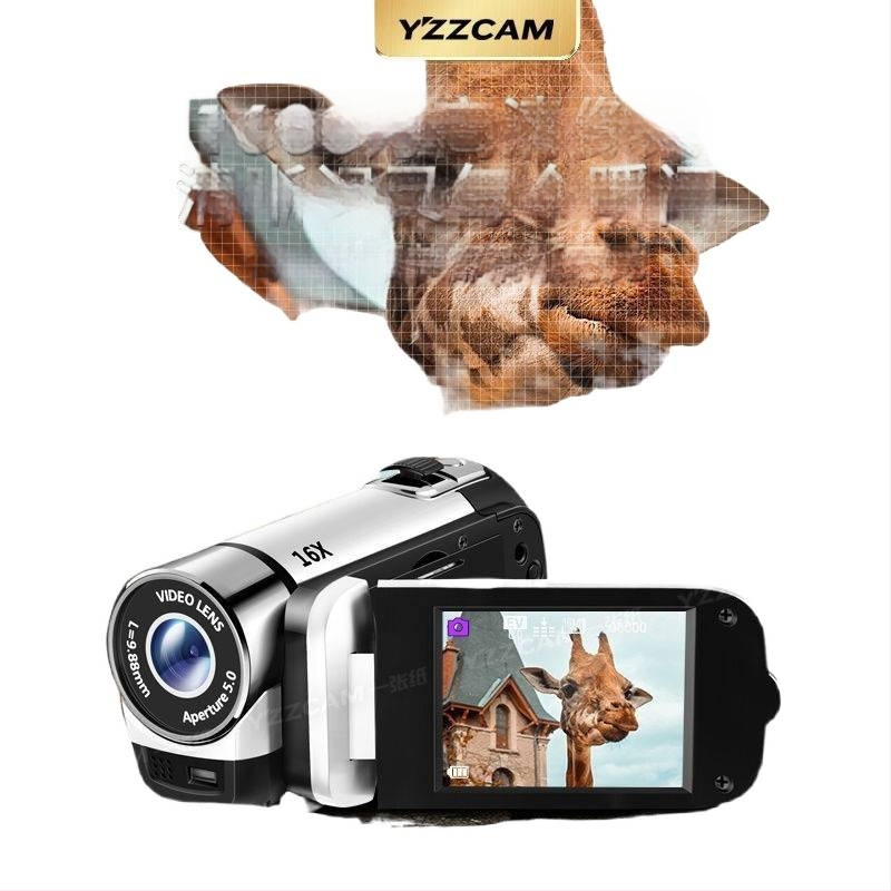 Kompaktiška skaitmeninė rankinė kamera su atverčiamu pasukamu ekranu selfiams; 16 MP CCD jutiklis, 16x optinis priartinimas, optinis vaizdo stabilizavimas