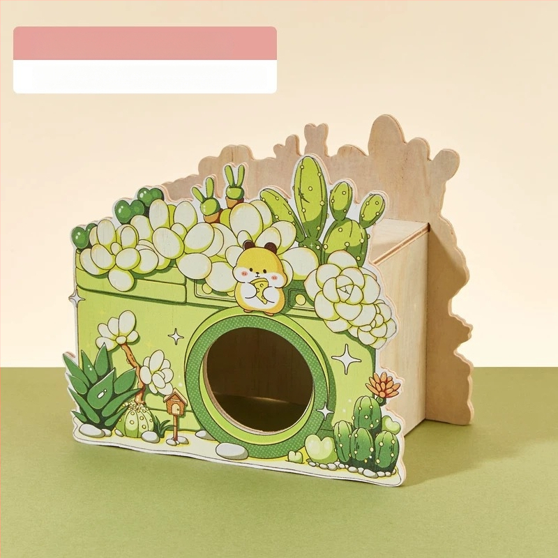 Ξύλινο σπίτι για χάμστερ με σκάλα φωλιάς, πλατφόρμα παρατήρησης, γέφυρα και κρυψώνα