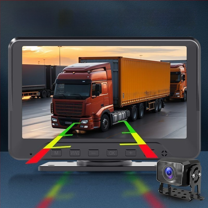 Sistem de supraveghere pentru vehicule, 4 canale, 360°, 24V, vizionare HD noapte pentru camera de mers înapoi, DVR universal cu 2 canale