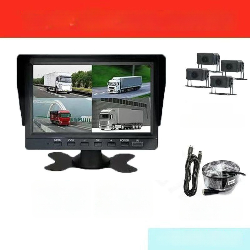 Sistem de supraveghere pentru vehicule, 4 canale, 360°, 24V, vizionare HD noapte pentru camera de mers înapoi, DVR universal cu 2 canale