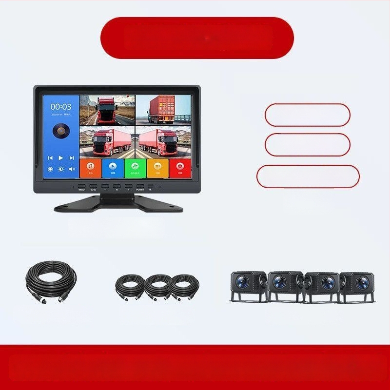 Sistem de supraveghere pentru vehicule, 4 canale, 360°, 24V, vizionare HD noapte pentru camera de mers înapoi, DVR universal cu 2 canale