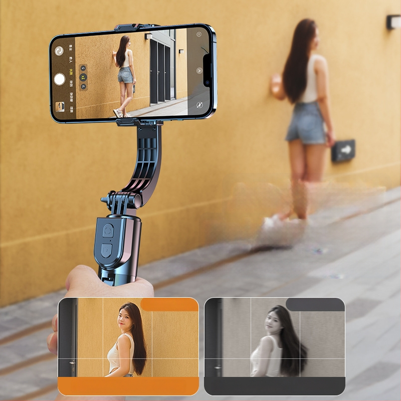 Гимбал стабилизатор за мобилен телефон със вградена селфи държач и тринога, преносим, алуминиева сплав