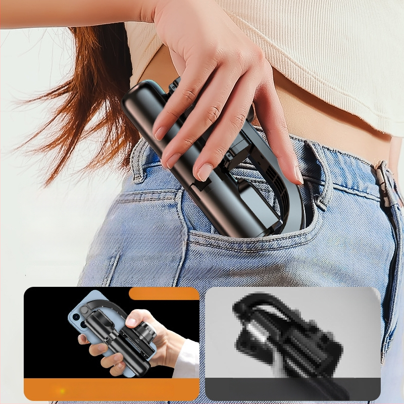 Гимбал стабилизатор за мобилен телефон със вградена селфи държач и тринога, преносим, алуминиева сплав