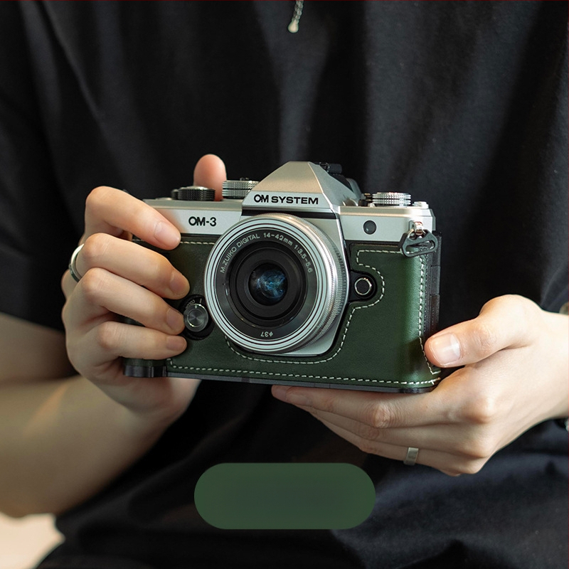 Fotoaparatų krepšys iš natūralios odos, rankinės stiliaus, universalus, 2025 m. pavasaris