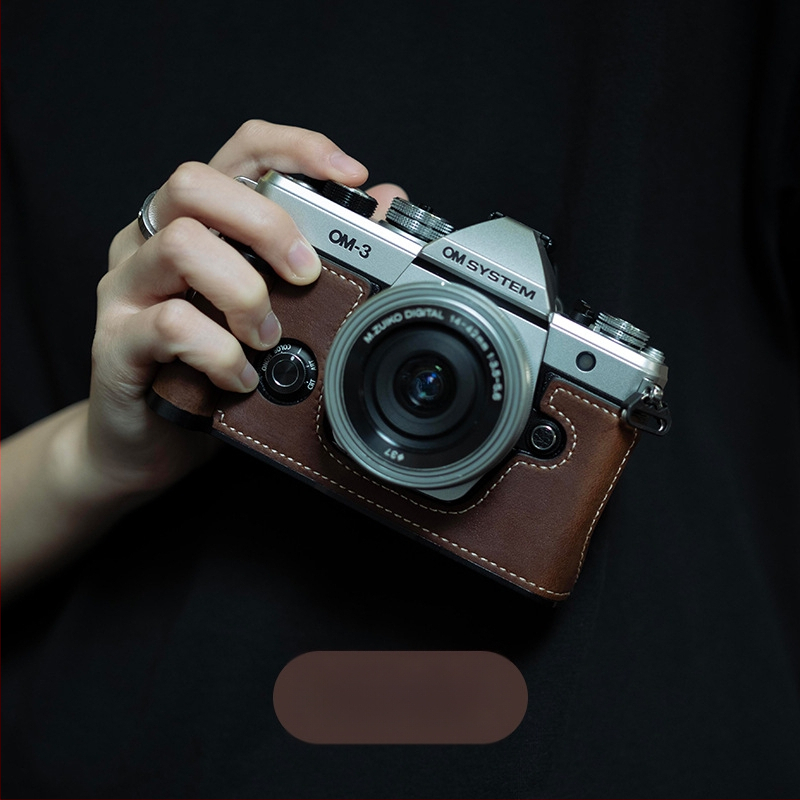 Fotoaparatų krepšys iš natūralios odos, rankinės stiliaus, universalus, 2025 m. pavasaris