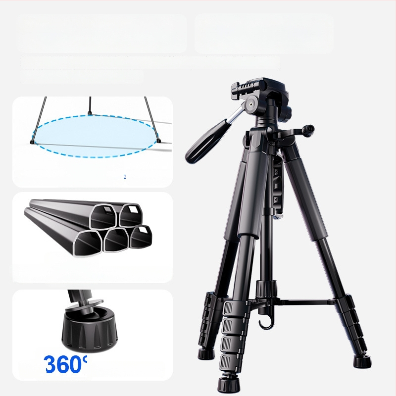 Kameros trikojis su 3D gimbal galva, 4 dalių aliuminio lydinio stovas, apkrova 2–5 kg, maksimali aukštis 188 cm, greito atleidimo plokštelė įtraukta