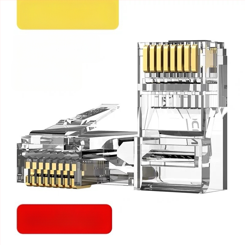 RJ45 jungtis su 8 laidiniais iš gryno vario, auksuoti kontaktai, suderinama su Cat5e/Cat6, didelio greičio perdavimas
