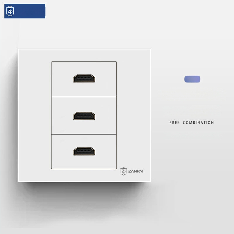 Zanpai 86-тип скрит HDMI панел за вграждане в стената, HDMI 2.0, 4K, стенна розетка, национален стандарт