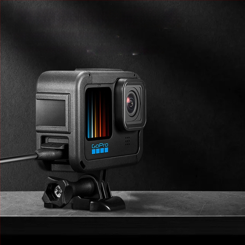 GoPro 10/11/12/13 пластмасова рамка за защита с капак на батерията – PA материал; включва рамка, база, дълги винтове, капак на лещата, капак на батерията; опаковка включена; съвместима с GoPro 9