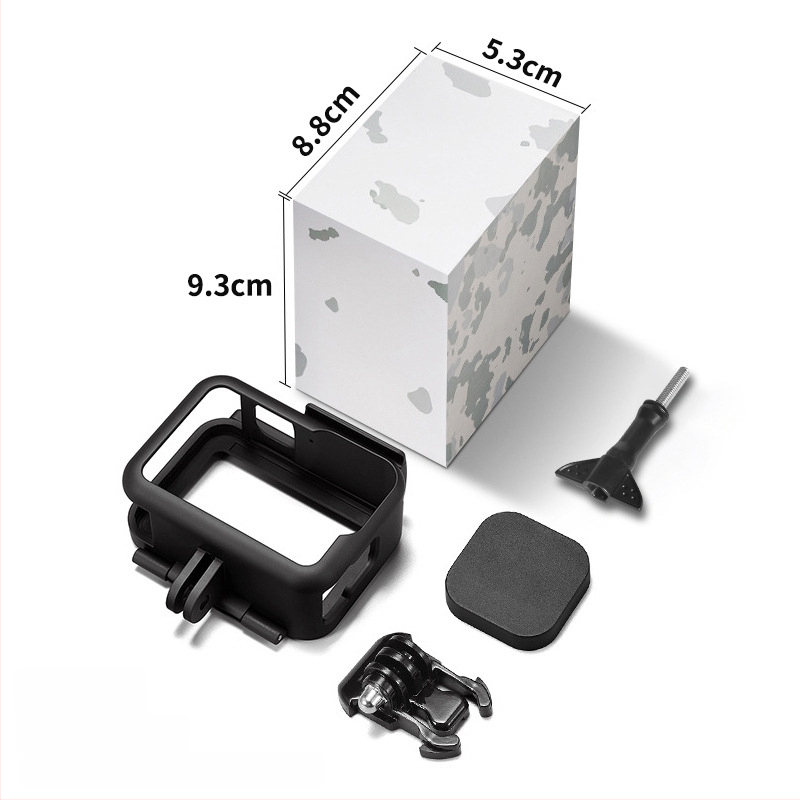 GoPro 10/11/12/13 пластмасова рамка за защита с капак на батерията – PA материал; включва рамка, база, дълги винтове, капак на лещата, капак на батерията; опаковка включена; съвместима с GoPro 9