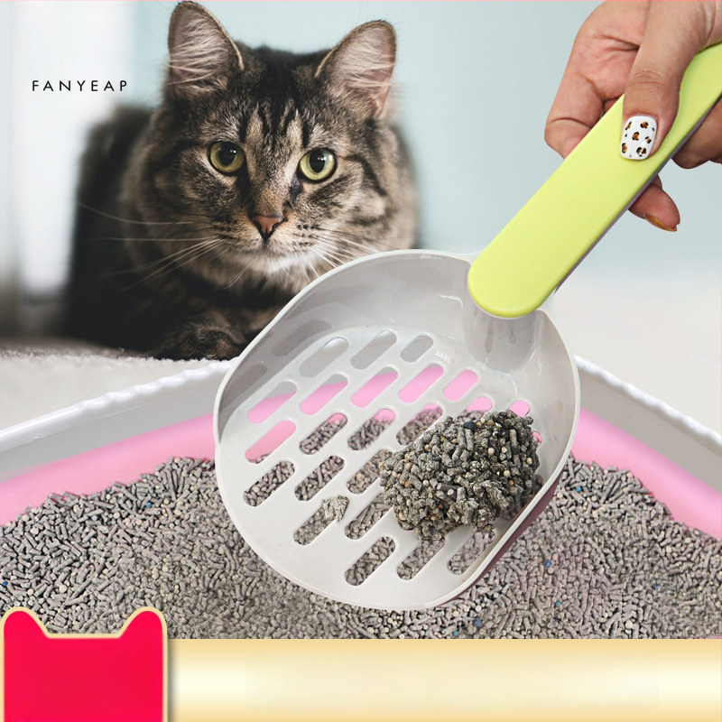 Lingură pentru nisip de pisici, din plastic, model A1P30, brand Fan yi, cu găuri fine și găuri îngroșate