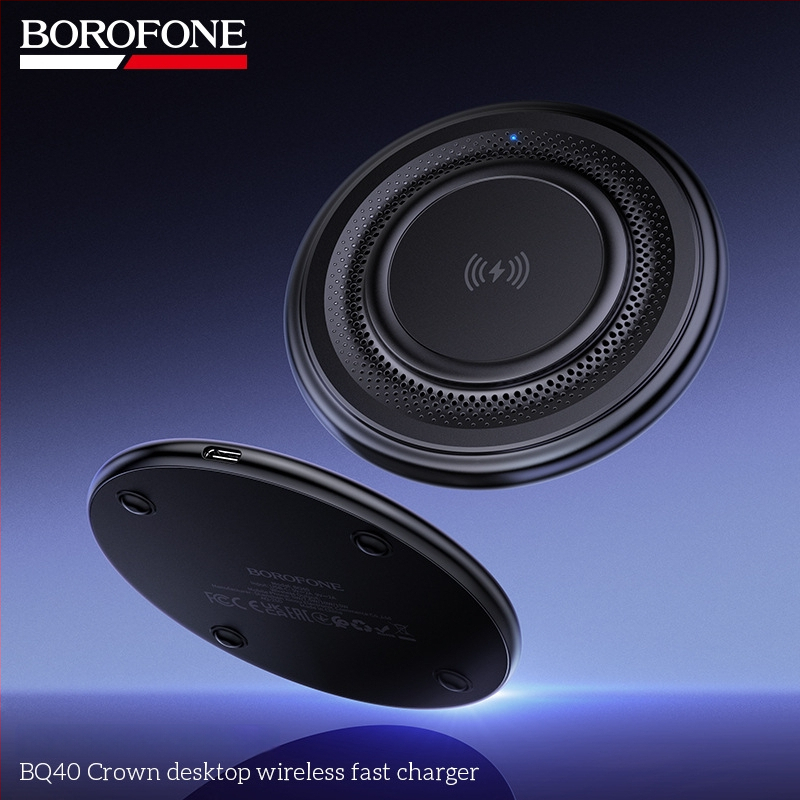 BOROFONE BQ40 Desktop ultra-tanki bežični brzo punjenje držač za telefon, 15W, kružna baza, punjač za slušalice