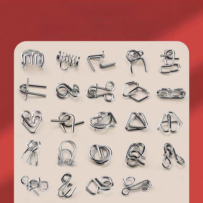 Пъзел с девет звена от метал – образователна игра за отключване, опаковка в кутия, персонализиране на лого