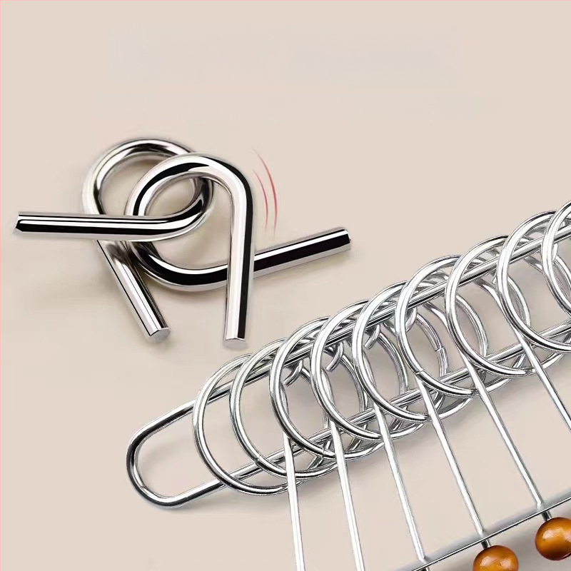 Пъзел с девет звена от метал – образователна игра за отключване, опаковка в кутия, персонализиране на лого