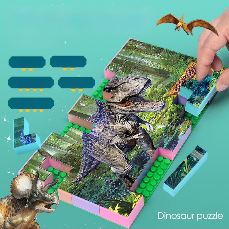 Динозавър 3D пластмасов пъзел-блокчета, DIY, за деца на възраст 7–14 години