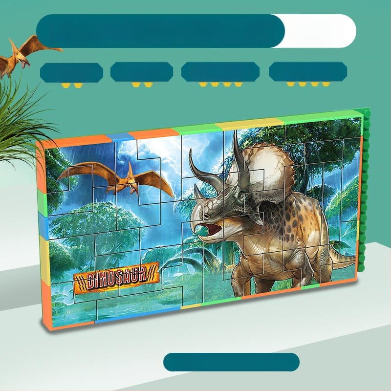Динозавър 3D пластмасов пъзел-блокчета, DIY, за деца на възраст 7–14 години