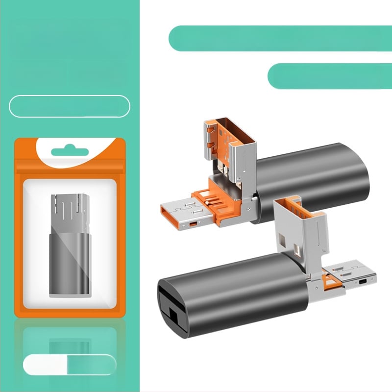 Двоен четец за карти USB 2.0; TF карта поддръжка; метален корпус; за мобилни устройства и компютри