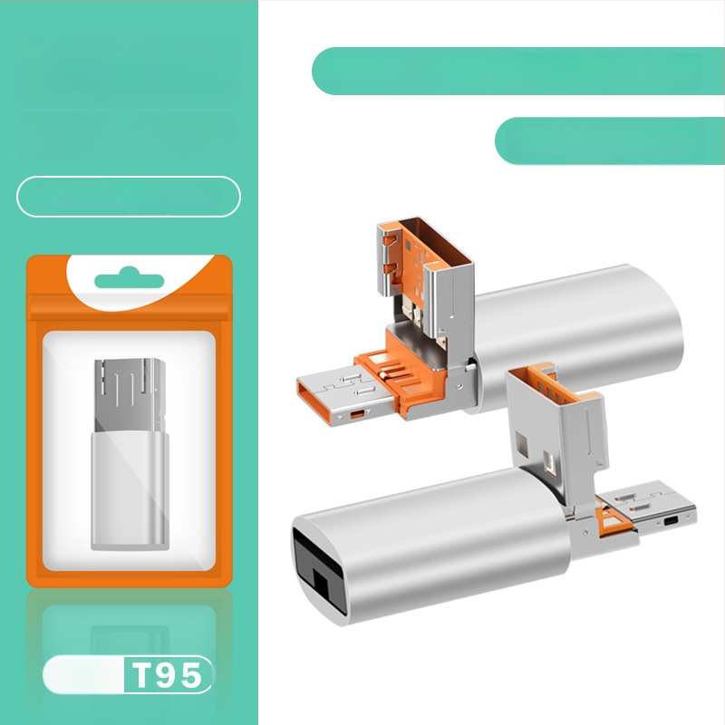 Двоен четец за карти USB 2.0; TF карта поддръжка; метален корпус; за мобилни устройства и компютри