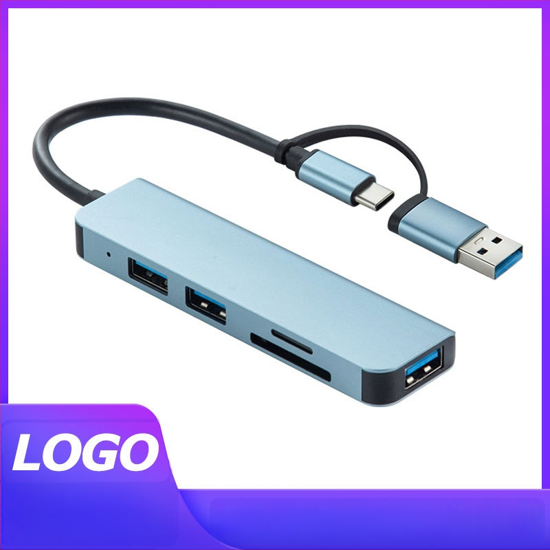Type-C разширителен док със 1 към 5 хъб и четец за карти, USB-C интерфейс, скорост 5GB