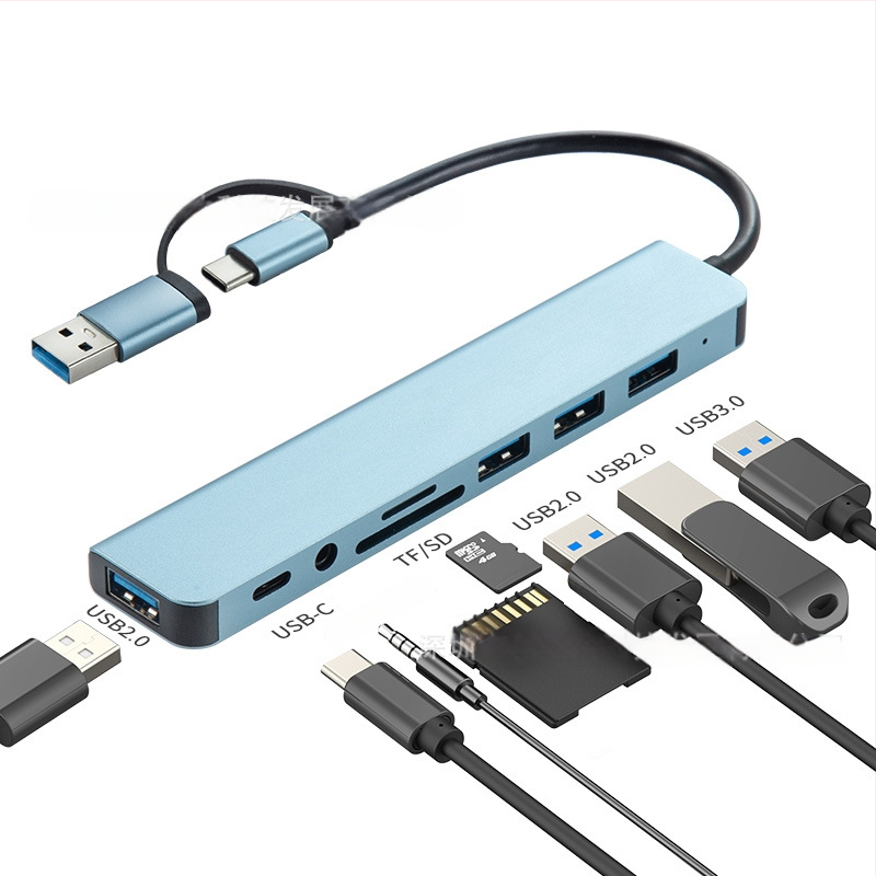 Type-C разширителен док със 1 към 5 хъб и четец за карти, USB-C интерфейс, скорост 5GB