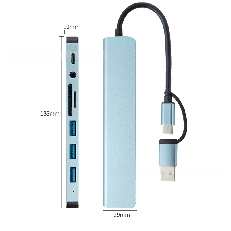 Type-C разширителен док със 1 към 5 хъб и четец за карти, USB-C интерфейс, скорост 5GB