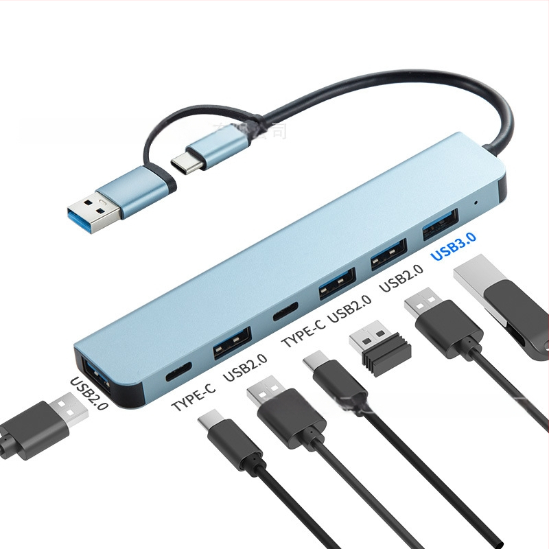 Type-C разширителен док със 1 към 5 хъб и четец за карти, USB-C интерфейс, скорост 5GB