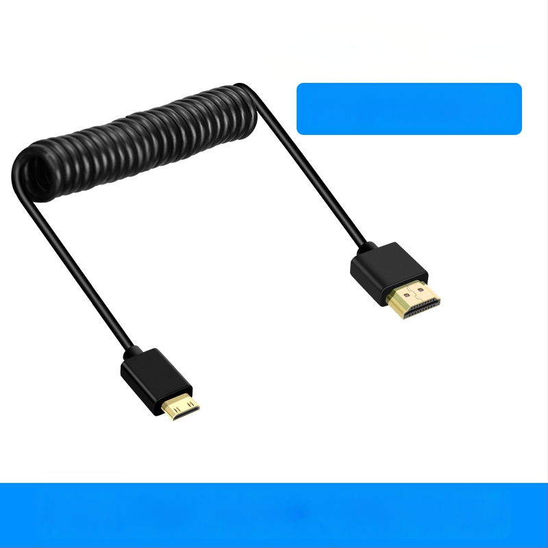 HDMI spiralni kabel, tanak, verzija 2.0, za mikro/mini bez ogledala kamere, monitore, računala, televizore i projektore, 4K60