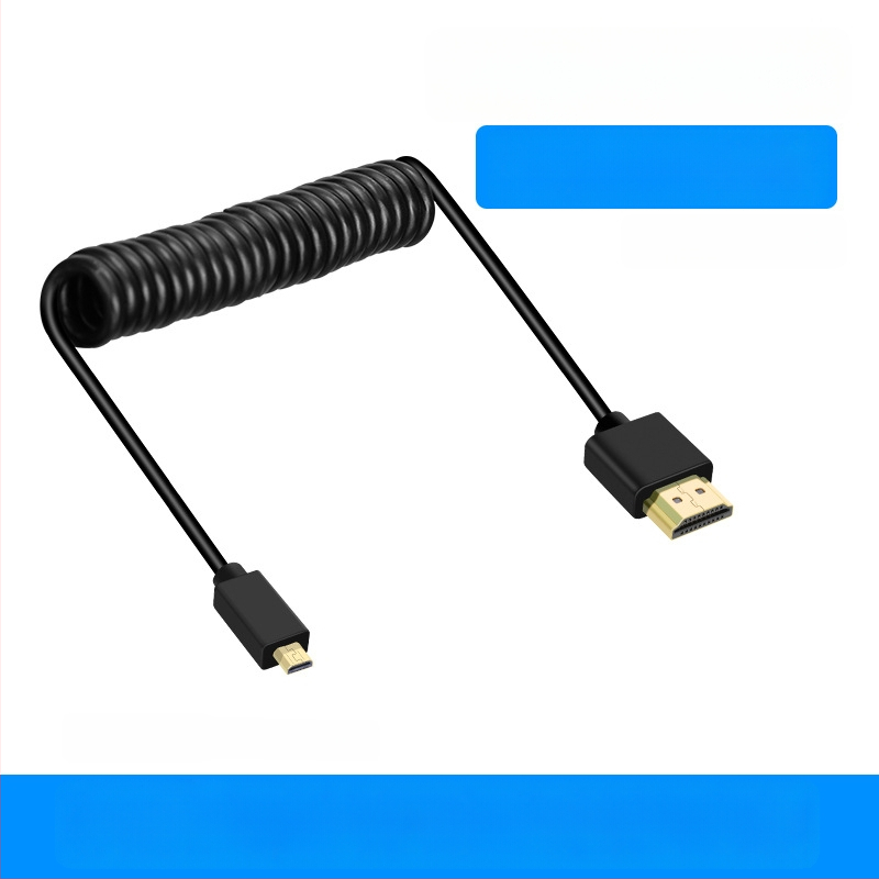 HDMI spiralni kabel, tanak, verzija 2.0, za mikro/mini bez ogledala kamere, monitore, računala, televizore i projektore, 4K60