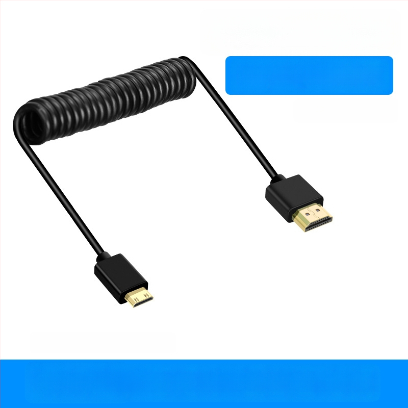 HDMI spiralni kabel, tanak, verzija 2.0, za mikro/mini bez ogledala kamere, monitore, računala, televizore i projektore, 4K60