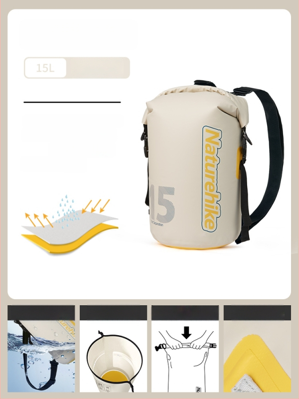 Ārējā ūdensnecaurlaidīgā soma ar sausā–mokra atdalīšanu raftingam, pludmalei, peldēšanai un niršanai — mugursomas uzglabāšanai, zīda ziedu materiāls, pavasaris 2025