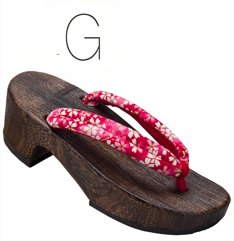 Moterų gėlių etninės klogų sandalai su medvilnine viršūne, medinė pada, kulnas 3–5 cm, stora padas 5–8 cm