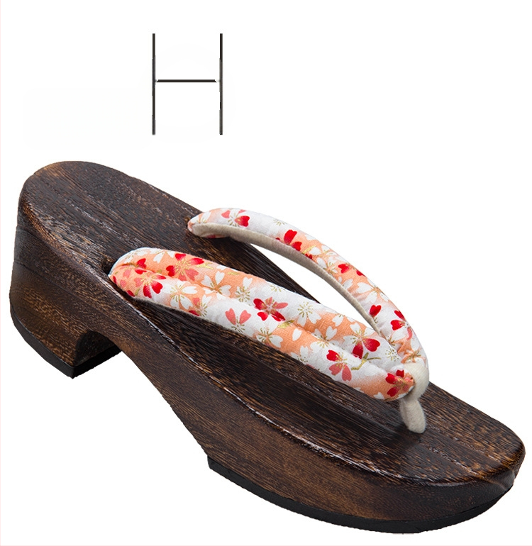 Moterų gėlių etninės klogų sandalai su medvilnine viršūne, medinė pada, kulnas 3–5 cm, stora padas 5–8 cm