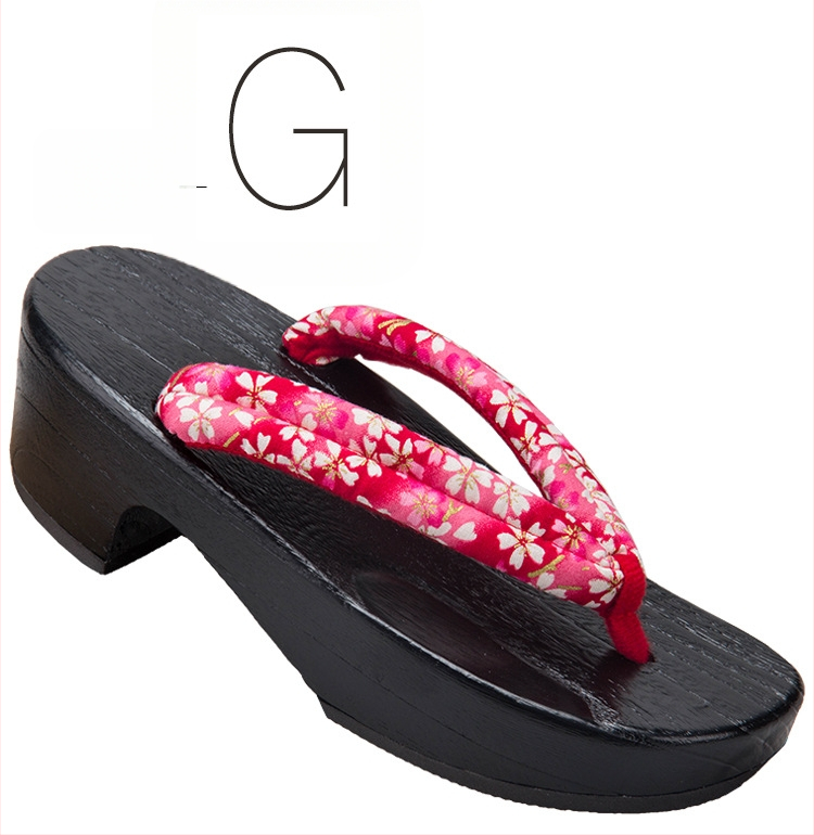 Moterų gėlių etninės klogų sandalai su medvilnine viršūne, medinė pada, kulnas 3–5 cm, stora padas 5–8 cm