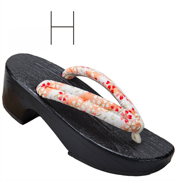 Moterų gėlių etninės klogų sandalai su medvilnine viršūne, medinė pada, kulnas 3–5 cm, stora padas 5–8 cm