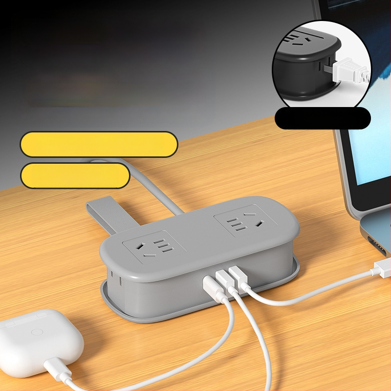 Мини настолен захранващ разклонител с USB зареждане, преносим за настолно използване – CCC сертифициран