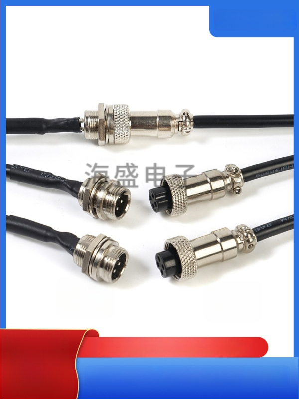 GX12-4P авиационен конектор кабел, кабел с четири проводника GX12 женски терминал, медни контакти, модел Haisheng Wire GX16, за нова енергия