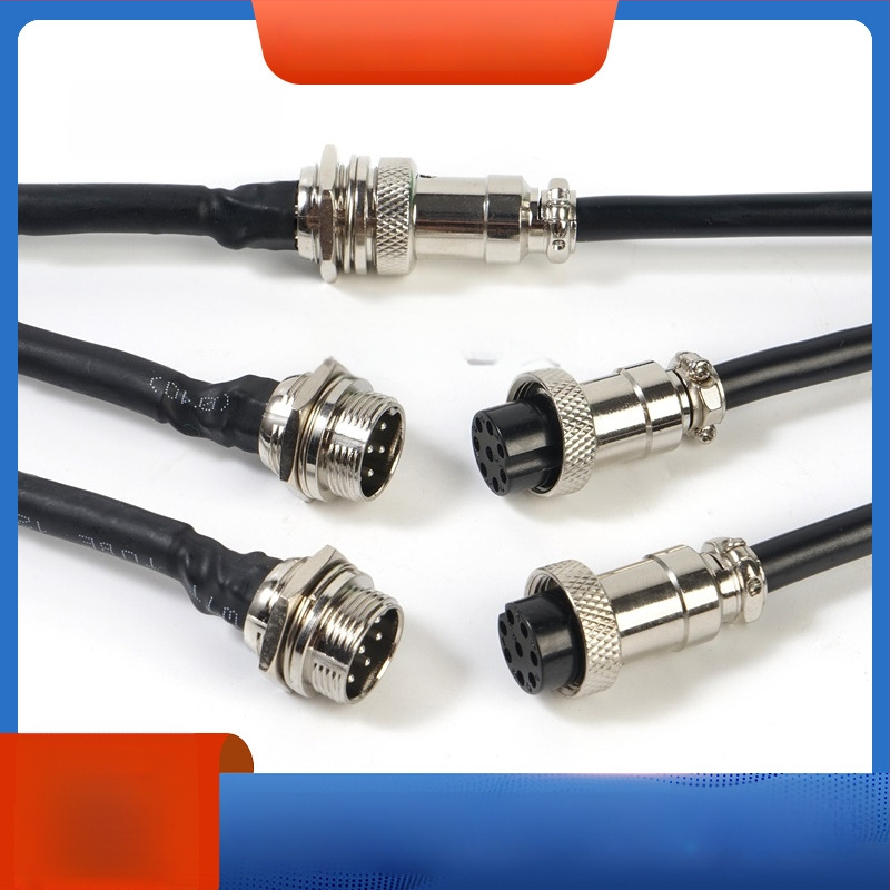 GX12-4P авиационен конектор кабел, кабел с четири проводника GX12 женски терминал, медни контакти, модел Haisheng Wire GX16, за нова енергия