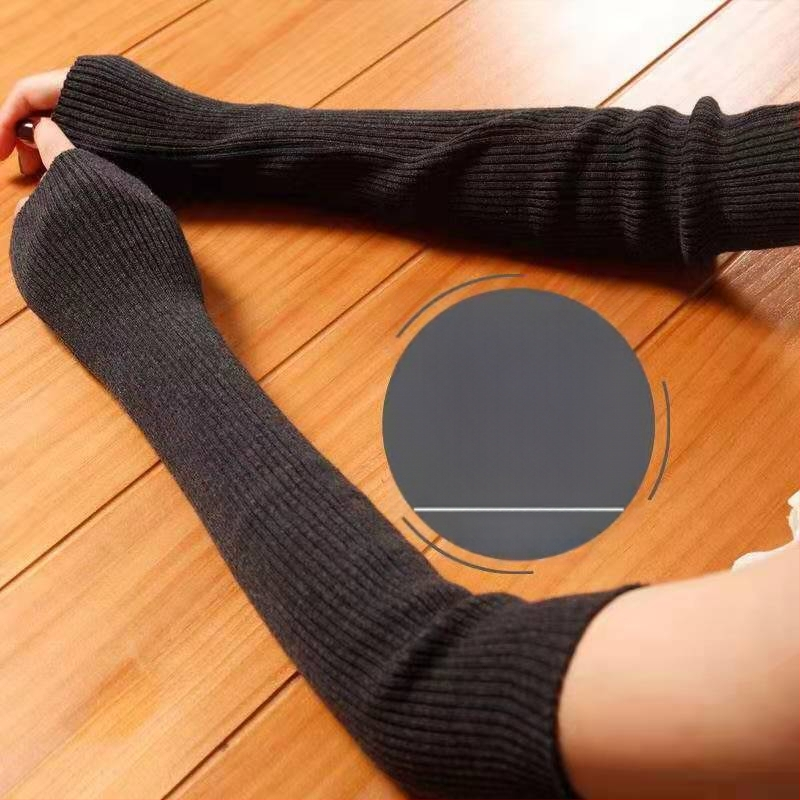 Manșoni tricotate din lână, calde, cu design fără degete, lungi, unisex