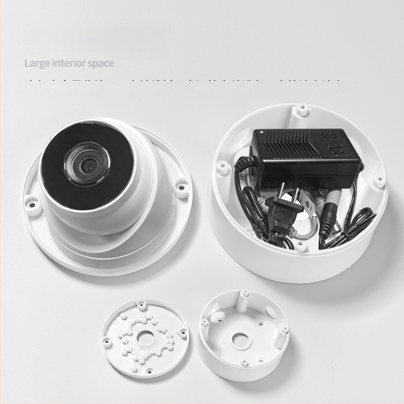 ABS пластмасов полусферичен таванен монтаж за охранителна камера с базова плоча и кутия за скриване на кабели