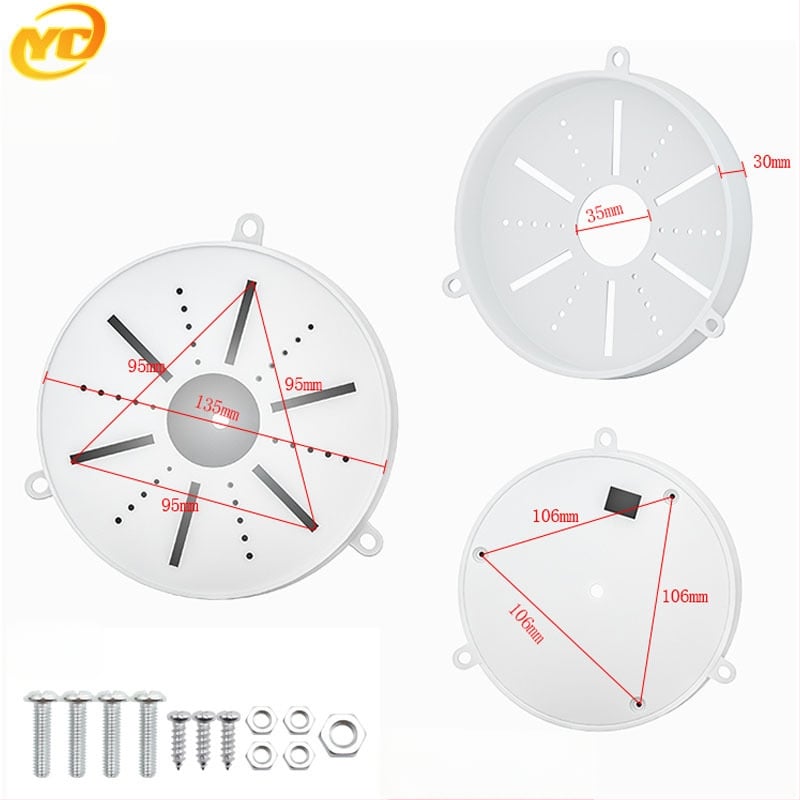 ABS пластмасов полусферичен таванен монтаж за охранителна камера с базова плоча и кутия за скриване на кабели
