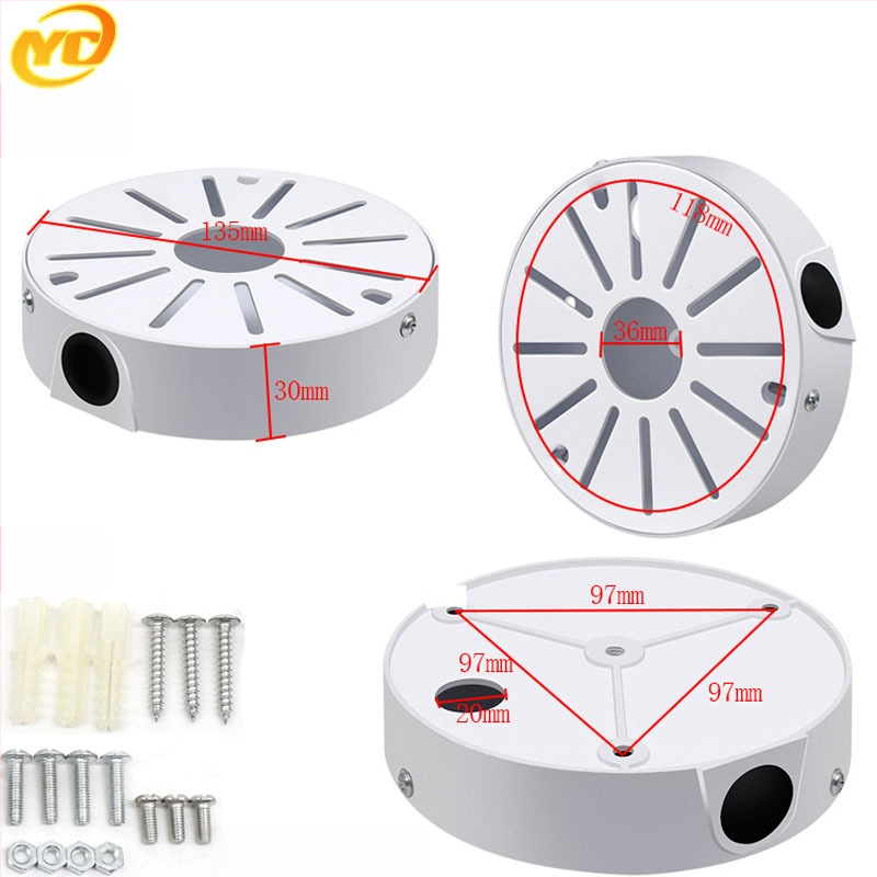 ABS пластмасов полусферичен таванен монтаж за охранителна камера с базова плоча и кутия за скриване на кабели