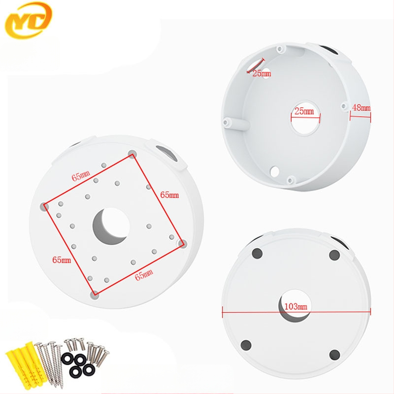 ABS пластмасов полусферичен таванен монтаж за охранителна камера с базова плоча и кутия за скриване на кабели