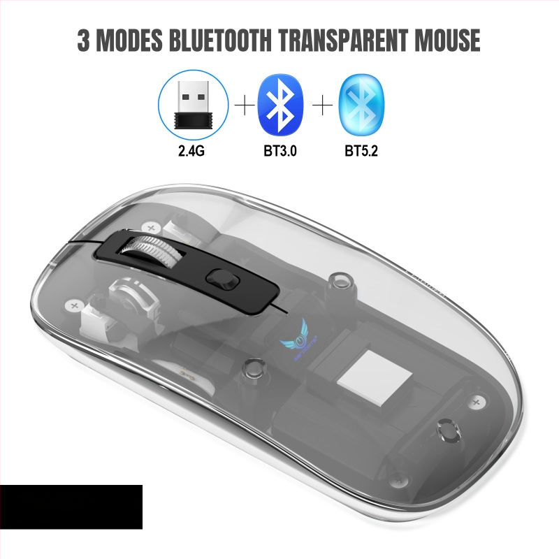 Безжична мишка T7 — тиха, презареждаща, 2400 DPI, 4 бутона, Bluetooth 2.4 GHz, обхват до 10 м