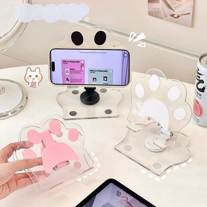 Държач за таблет и телефон за настолен монтаж, прозрачен, лек лукс, за домашна употреба