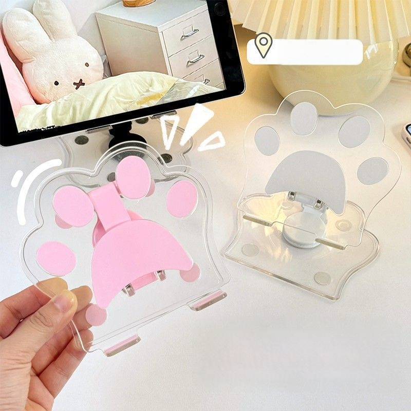 Държач за таблет и телефон за настолен монтаж, прозрачен, лек лукс, за домашна употреба