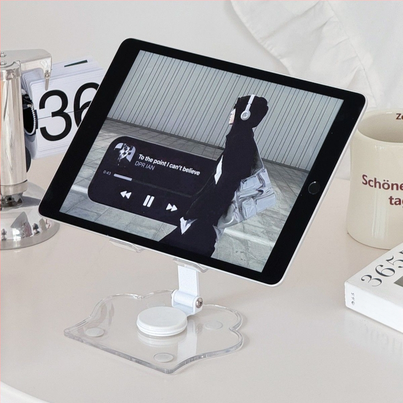 Държач за таблет и телефон за настолен монтаж, прозрачен, лек лукс, за домашна употреба