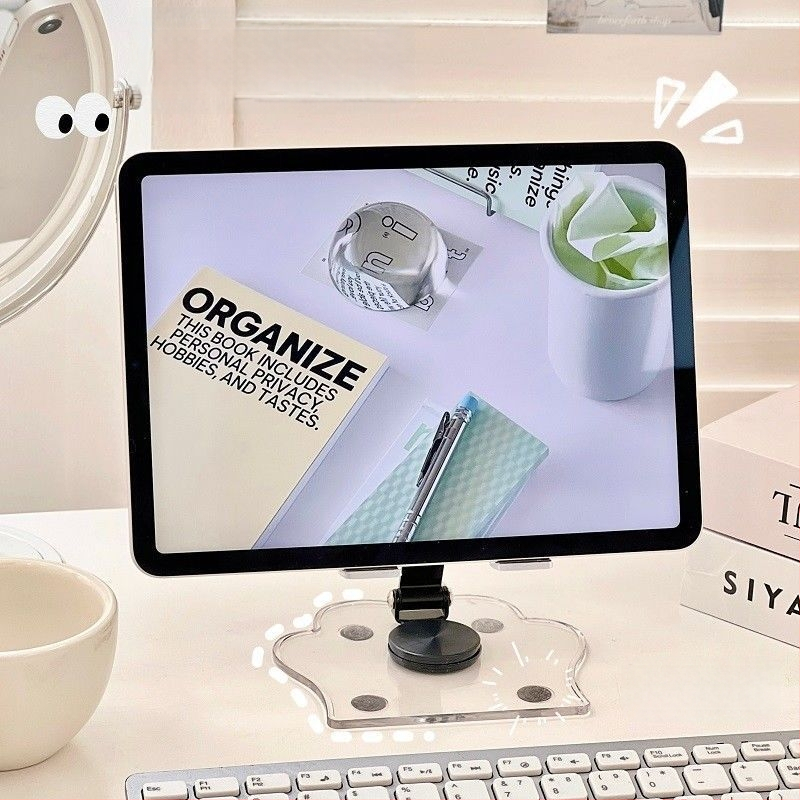 Държач за таблет и телефон за настолен монтаж, прозрачен, лек лукс, за домашна употреба