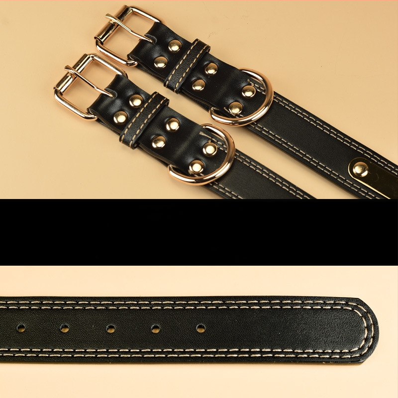 Κολάρο σκύλου – Δέρμα βοδιού, Πολυεπίπεδο σχέδιο, Δερμάτινο μενταγιόν (Μάρκα: Unique, Υλικό: Δέρμα βοδιού, Μενταγιόν: Δέρμα)