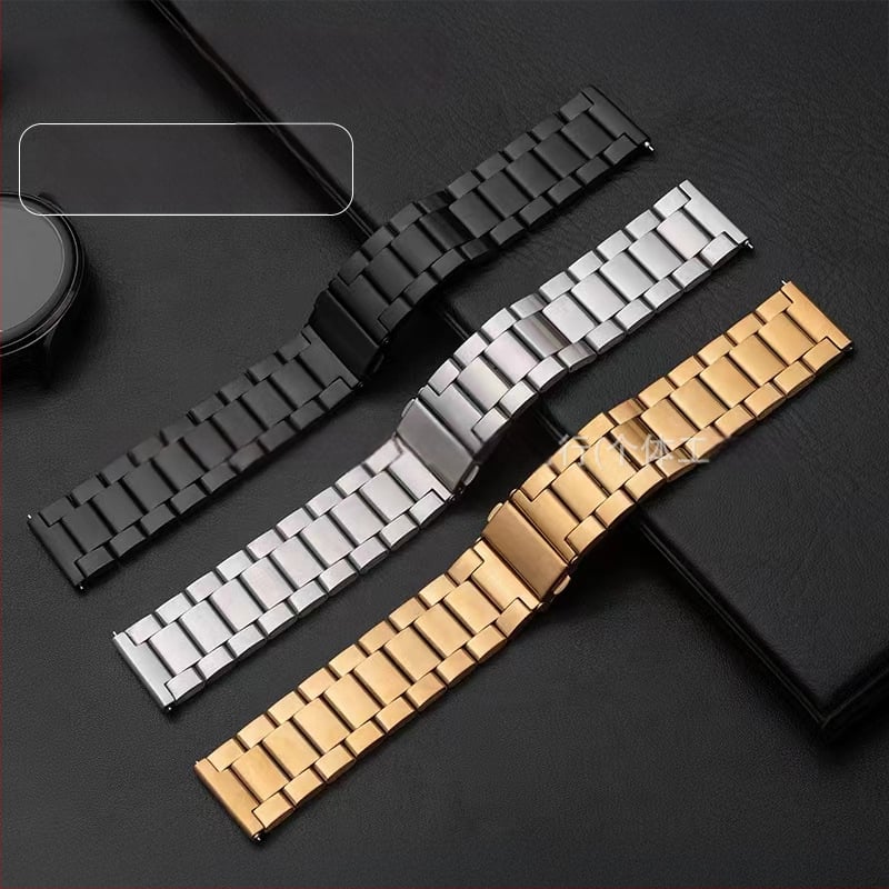 Каишка за часовник от неръждаема стомана с три мъниста, съвместима с Apple Watch, Samsung и Huawei GT3