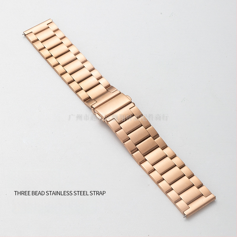 Каишка за часовник от неръждаема стомана с три мъниста, съвместима с Apple Watch, Samsung и Huawei GT3